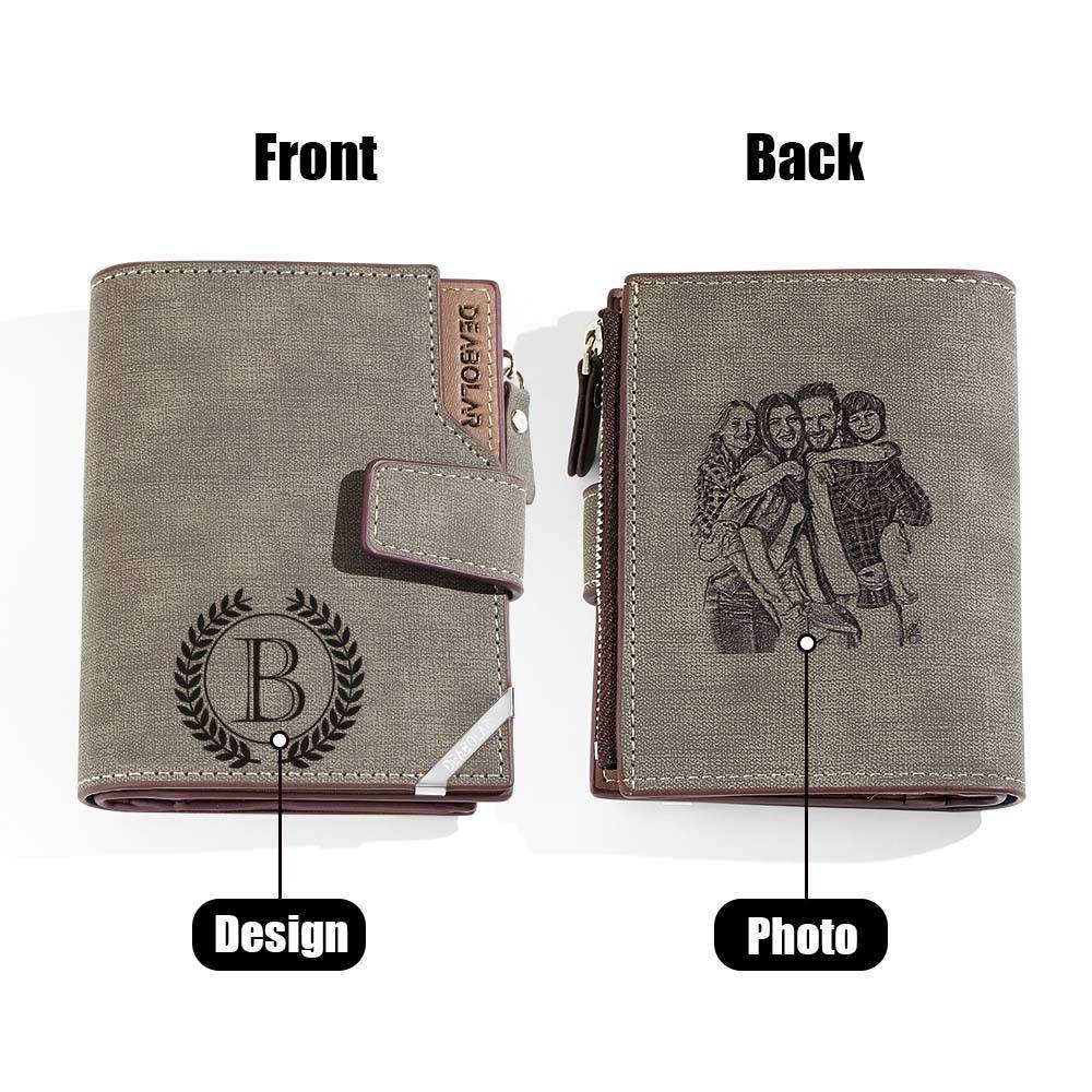 Personalized Photo Men's Foldable Leather Wallet with Text Father's Day Birthday Gift for Him - CustomPhotoWallet