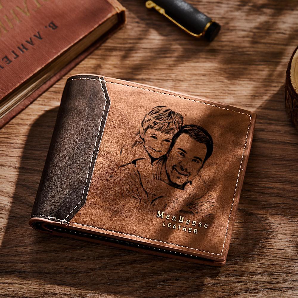 Custom Photo Engraved Wallet Shadow Leather Simple Gifts - CustomPhotoWallet