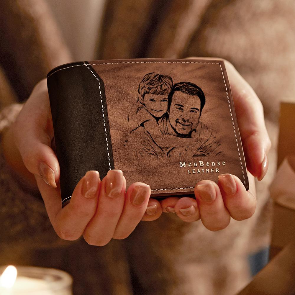 Custom Photo Engraved Wallet Shadow Leather Simple Gifts - CustomPhotoWallet