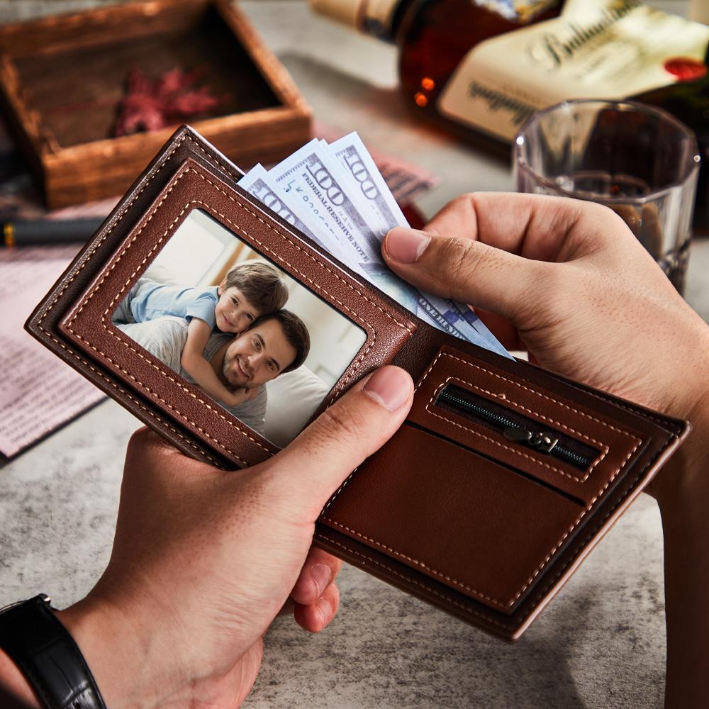 Custom Photo Engraved Wallet Shadow Leather Simple Gifts - CustomPhotoWallet