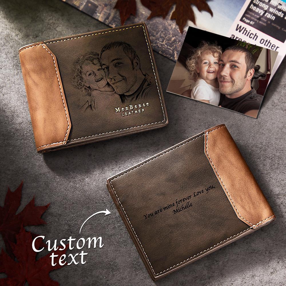 Custom Photo Engraved Wallet Shadow Leather Simple Gifts - CustomPhotoWallet