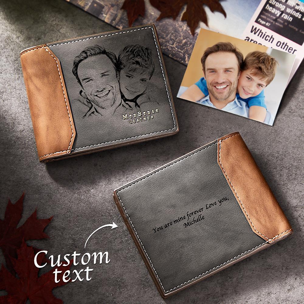 Custom Photo Engraved Wallet Shadow Leather Simple Gifts - CustomPhotoWallet