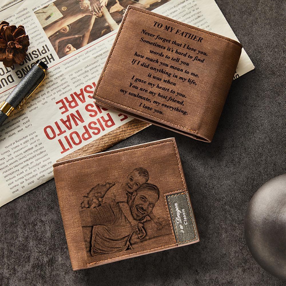 Father's Day Gifts To My Dad Love Personalized Photo Wallet Leather Wallet Engraved Wallet To My Son To My Brother - CustomPhotoWallet