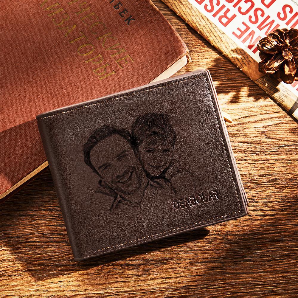 Father's Day Gifts To My Dad Love Personalized Photo Wallet Leather Wallet Engraved Wallet To My Son To My Brother - CustomPhotoWallet