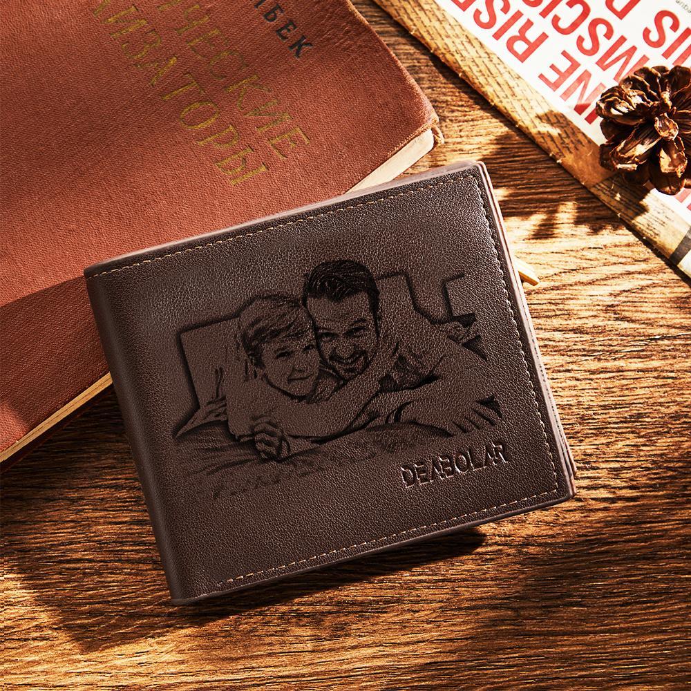 Father's Day Gifts To My Dad Love Personalized Photo Wallet Leather Wallet Engraved Wallet To My Son To My Brother - CustomPhotoWallet