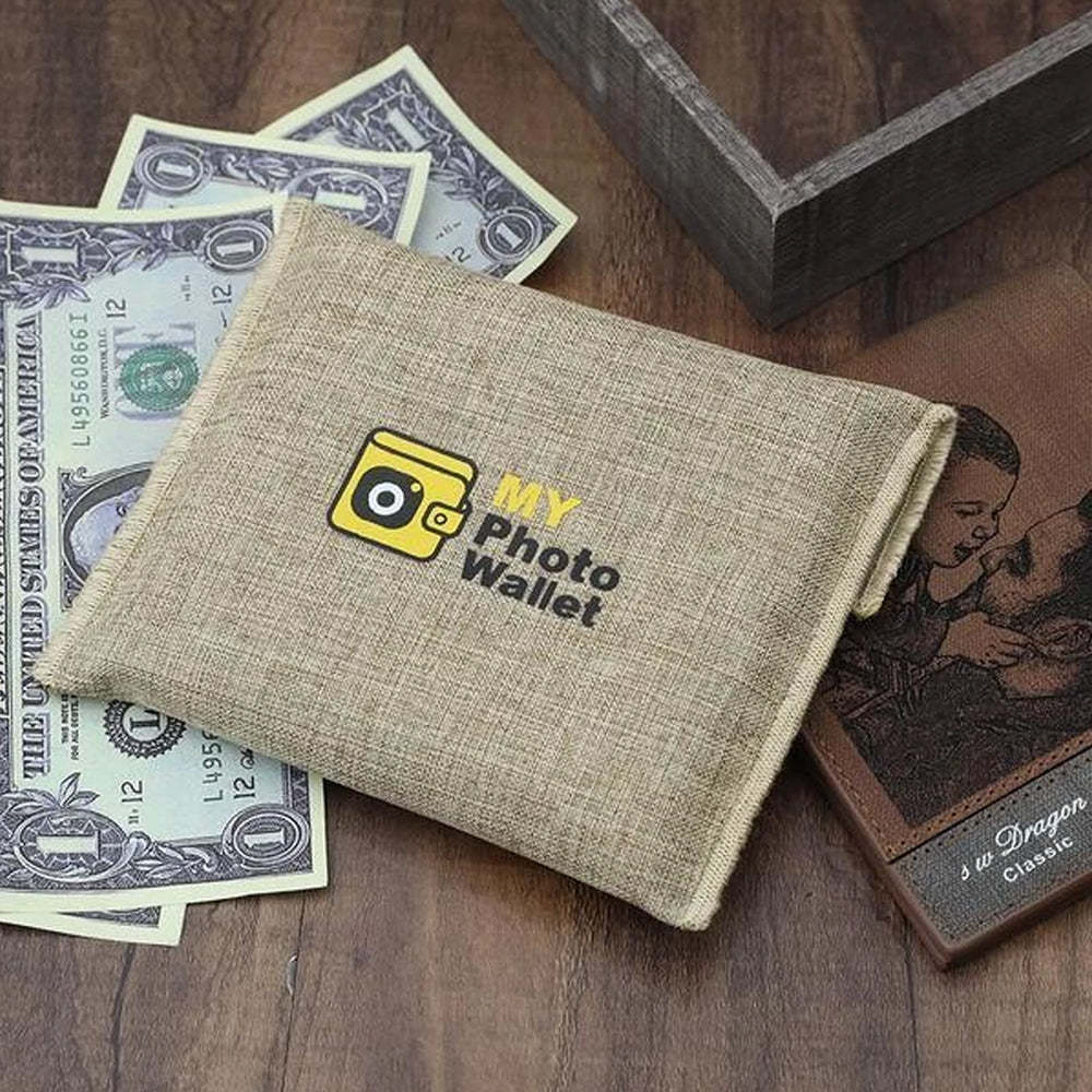 Men's Custom Engraved Photo Wallet Brown Leather