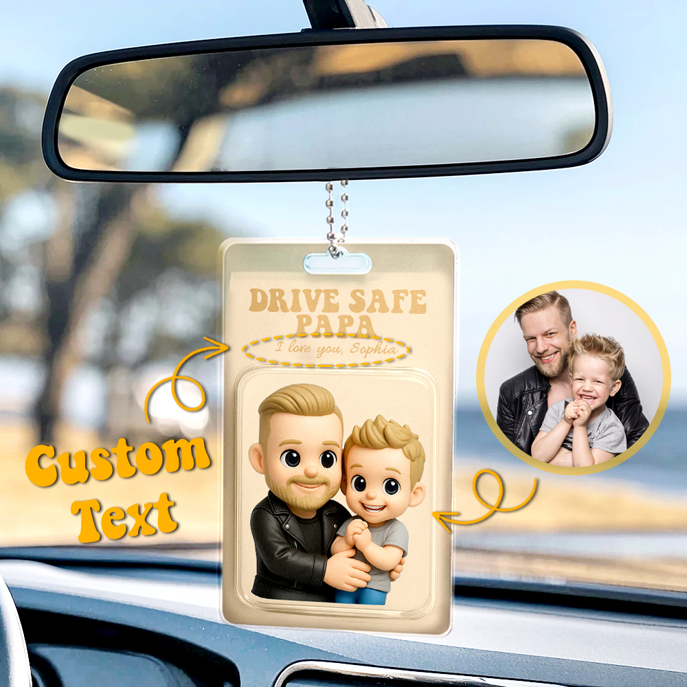 Personalized Father's Day Gift For Dad Custom Photo Action Figure Car Ornament Hanging Gift For Grandpa New Dad Gift Dad Gifts from Kids