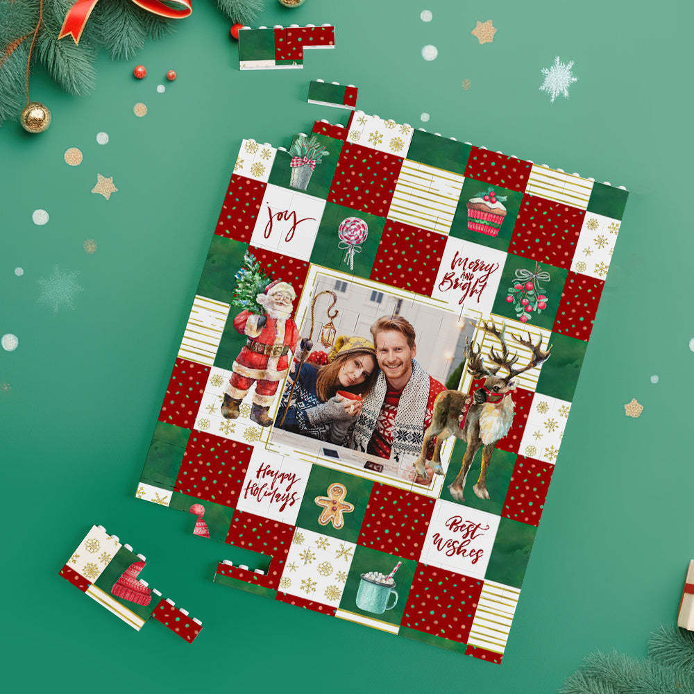Custom Building Block Puzzle Vertical Building Photo Bricks Best Wishes Happy Hoildays - CustomPhotoWallet