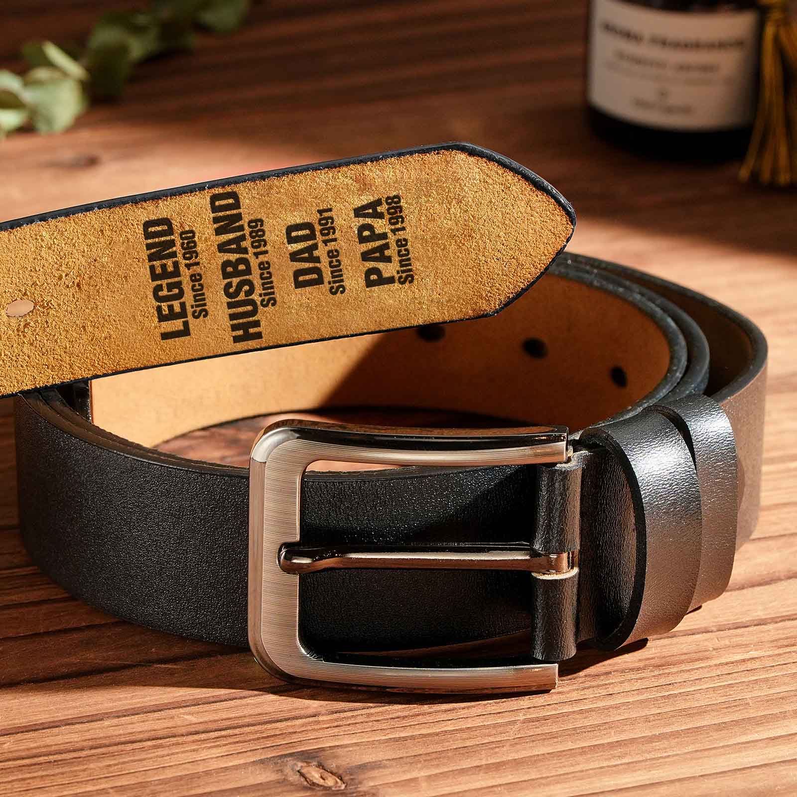 Legend Father Custom Engraved Leather Belt Personalised Name Belts Gifts for Dad Grandpa