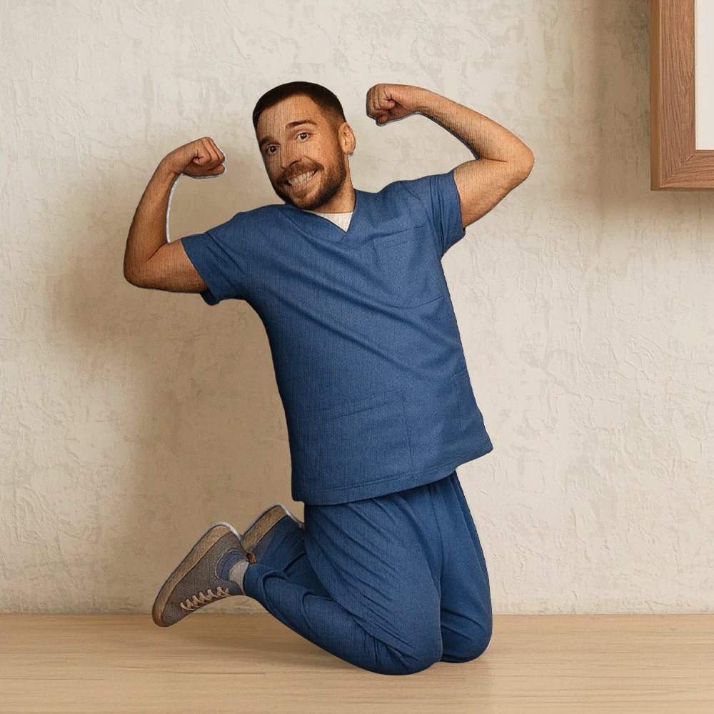 Custom Face Santa Muscle Doll Keychain Personalized Christmas Mini Figure Keychain/Doll - 