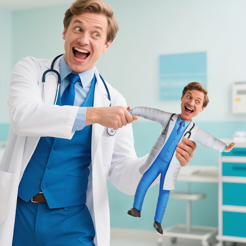 Custom Face Santa Muscle Doll Keychain Personalized Christmas Mini Figure Keychain/Doll - 