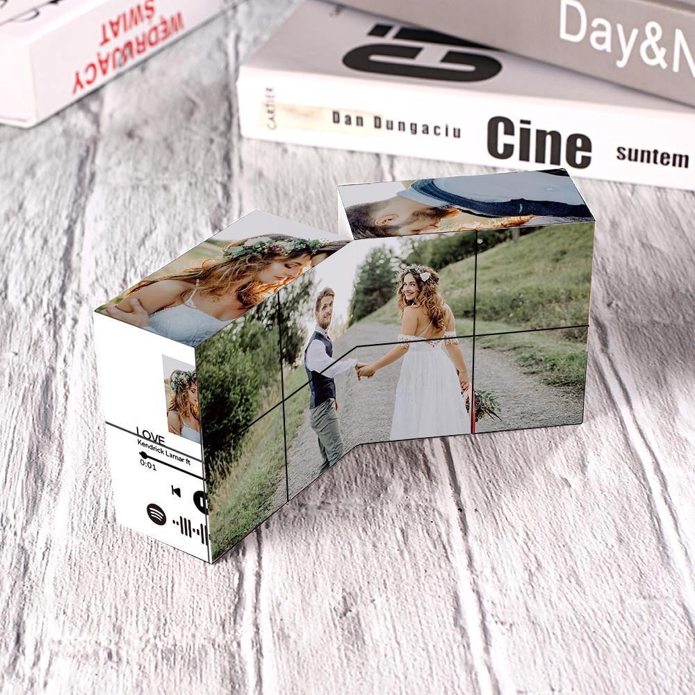 Custom Scannable Spotify Code Photo rubic Cube Photo Frame Multiphoto Gifts for Couples - soufeelus