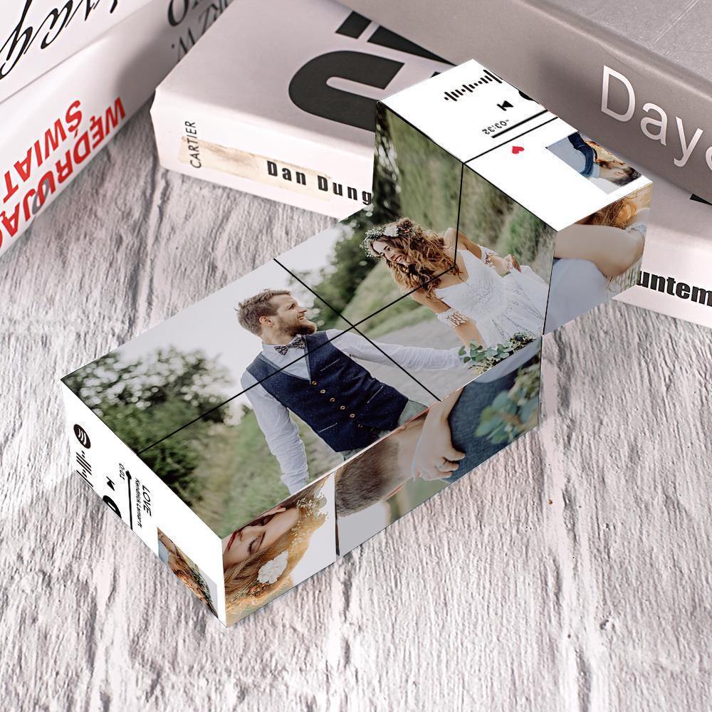 Custom Scannable Spotify Code Photo rubic Cube Photo Frame Multiphoto Gifts for Couples - soufeelus