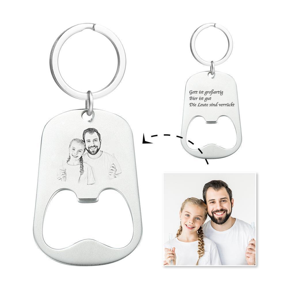 Father's Day Gift Custom Photo Engraved Keychain | Oktoberfest Beer Bottle Opener