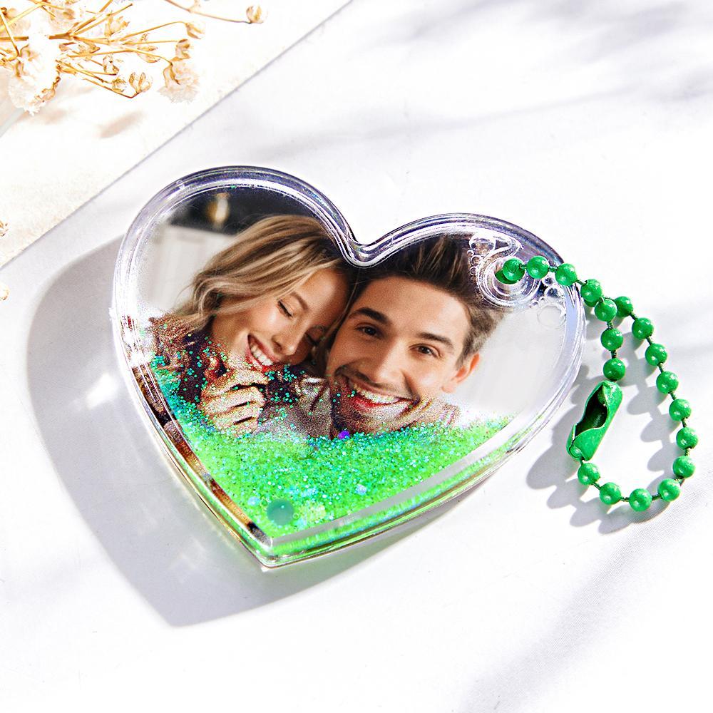 Custom Photo Keychain Heart Shape with Quicksand Gifts for Her - CustomPhotoWallet