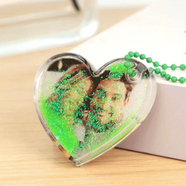 Custom Photo Keychain Heart Shape with Quicksand Gifts for Her - CustomPhotoWallet
