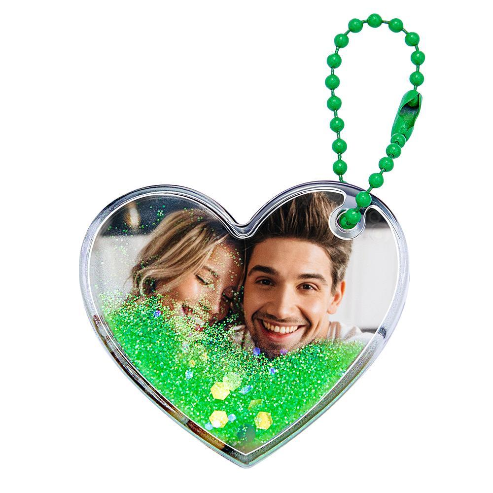 Custom Photo Keychain Heart Shape with Quicksand Gifts for Her - CustomPhotoWallet