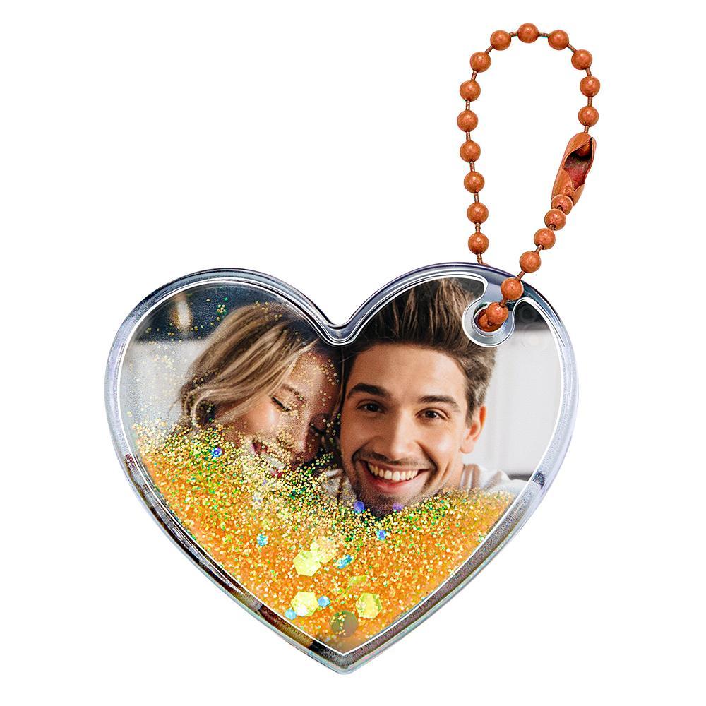 Custom Photo Keychain Heart Shape with Quicksand Gifts for Her - CustomPhotoWallet