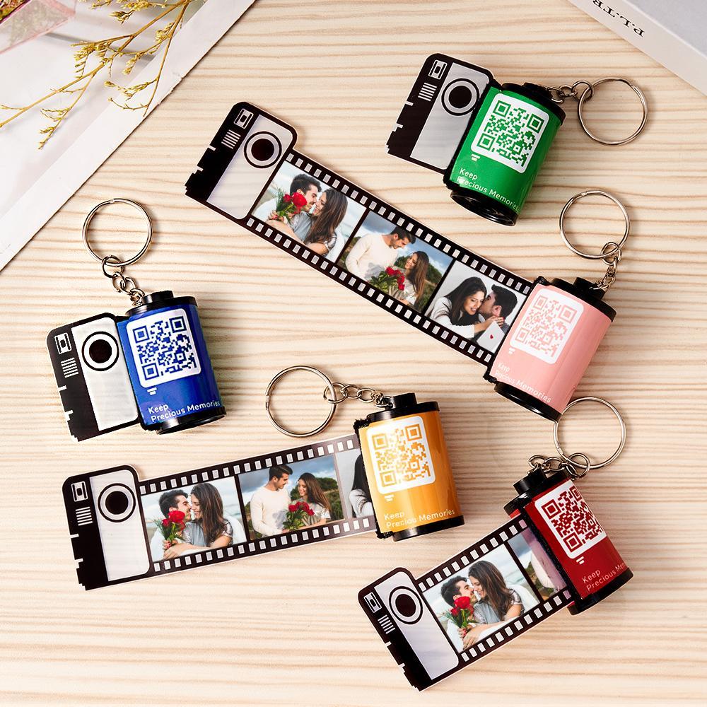 Scannable QR Code Colorful Shell Film Roll Keychain With Your Photo Camera Keychain Valentine's Day Gift - CustomPhotoWallet