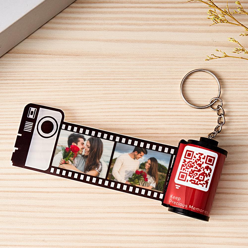Scannable QR Code Colorful Shell Film Roll Keychain With Your Photo Camera Keychain Valentine's Day Gift - CustomPhotoWallet