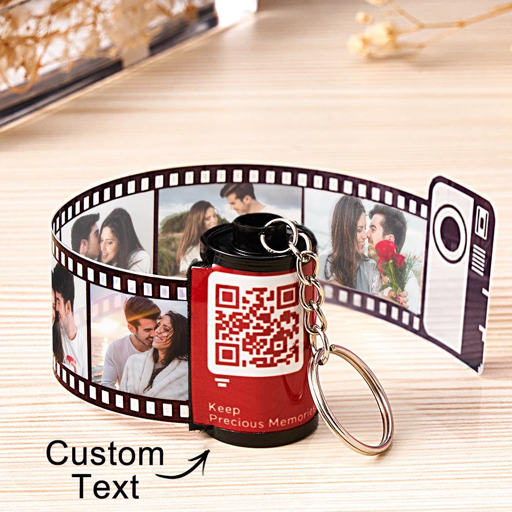 Scannable QR Code Colorful Shell Film Roll Keychain With Your Photo Camera Keychain Valentine's Day Gift - CustomPhotoWallet
