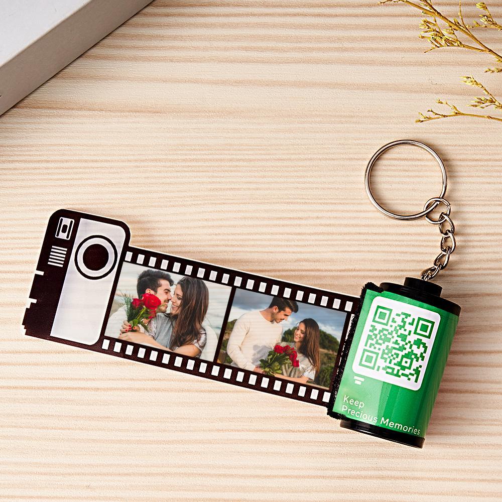Scannable QR Code Colorful Shell Film Roll Keychain With Your Photo Camera Keychain Valentine's Day Gift - CustomPhotoWallet