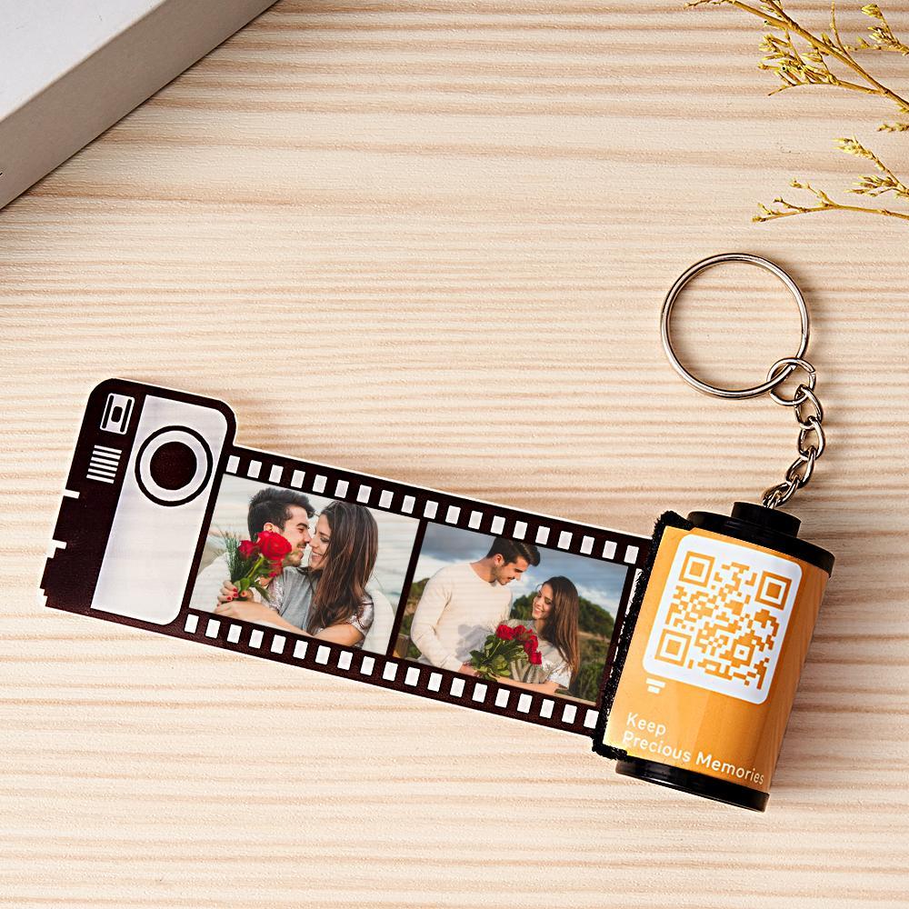 Scannable QR Code Colorful Shell Film Roll Keychain With Your Photo Camera Keychain Valentine's Day Gift - CustomPhotoWallet