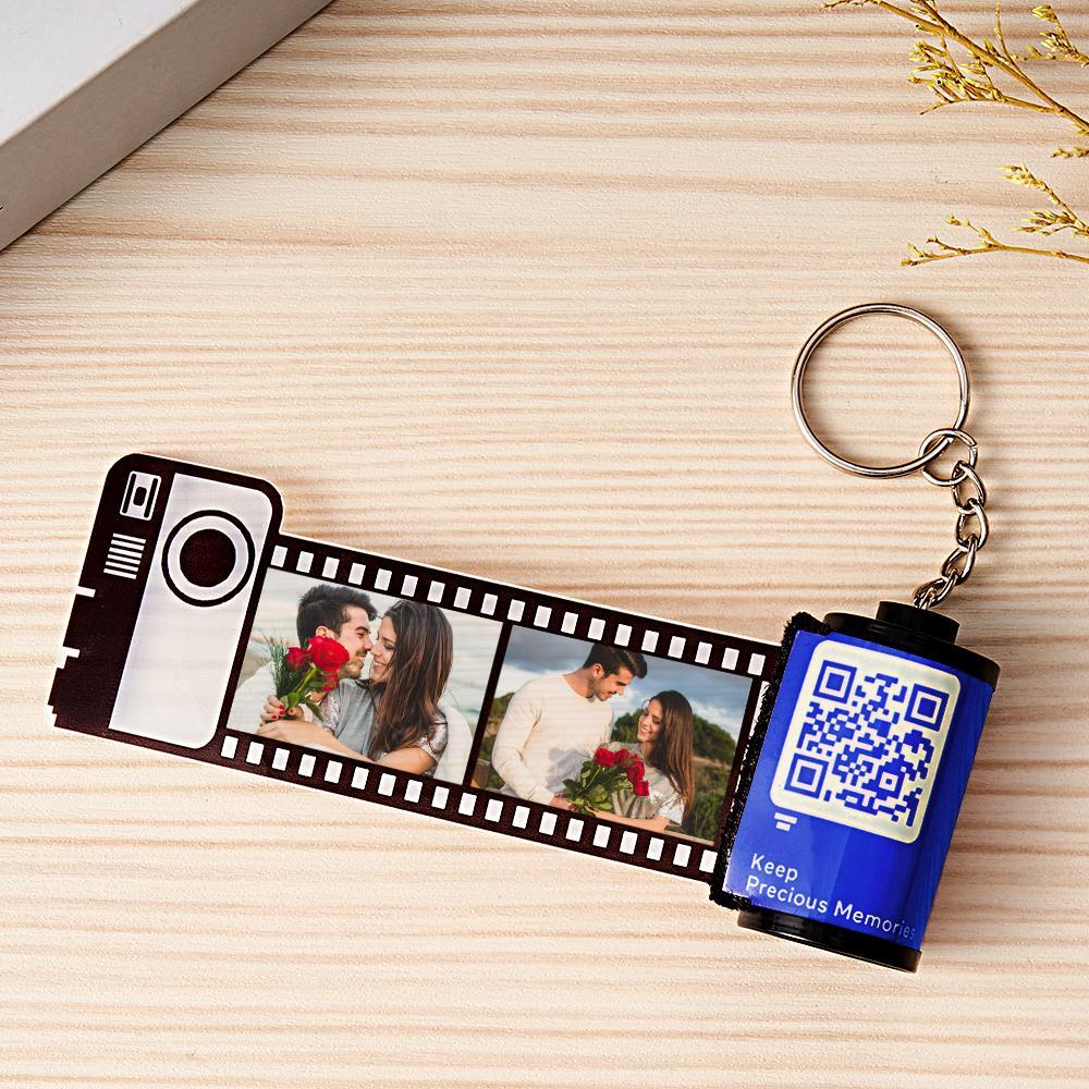 Scannable QR Code Colorful Shell Film Roll Keychain With Your Photo Camera Keychain Valentine's Day Gift - CustomPhotoWallet