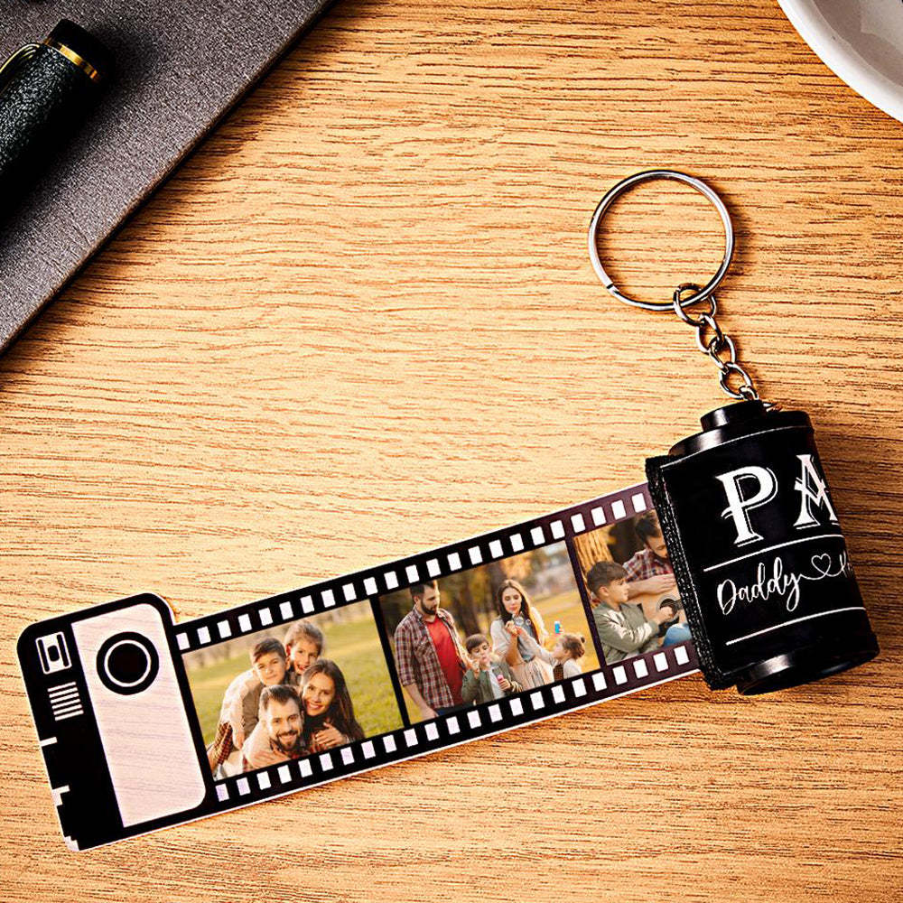 Custom Photo Film Roll Keychain Engravable Shell Camera Keychain Father's Day Gift - CustomPhotoWallet