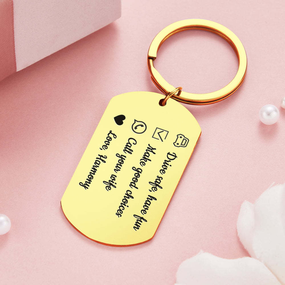 Drive Safe Have Fun Keychain Custom Keychain with Photo Drive Safe Keychain for Boyfriend Gifts for Men - photowatch
