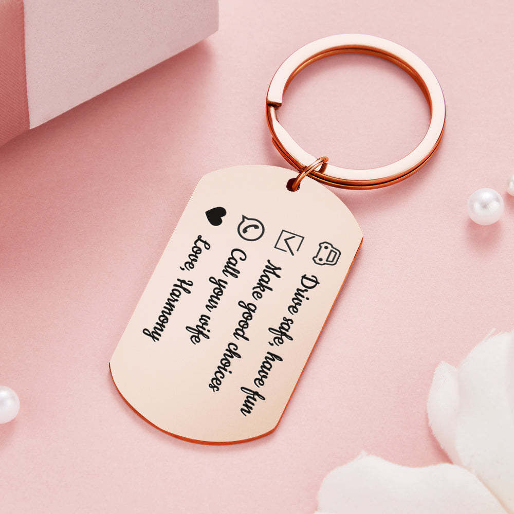 Drive Safe Have Fun Keychain Custom Keychain with Photo Drive Safe Keychain for Boyfriend Gifts for Men - photowatch