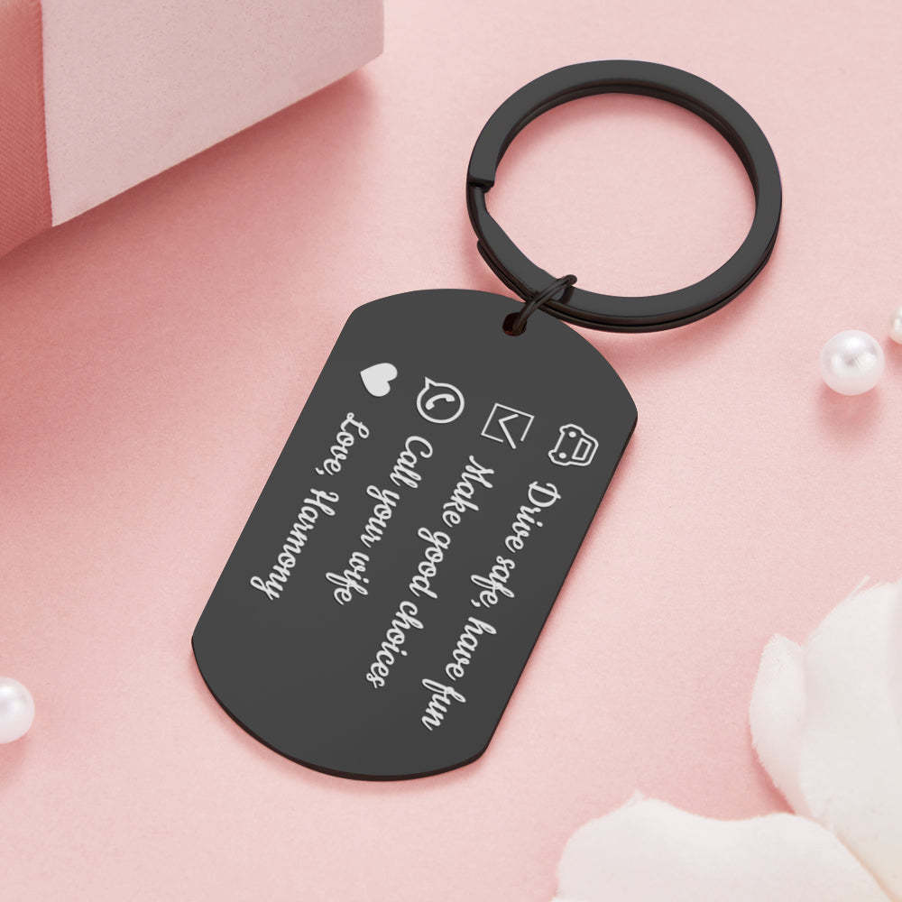 Drive Safe Have Fun Keychain Custom Keychain with Photo Drive Safe Keychain for Boyfriend Gifts for Men - photowatch