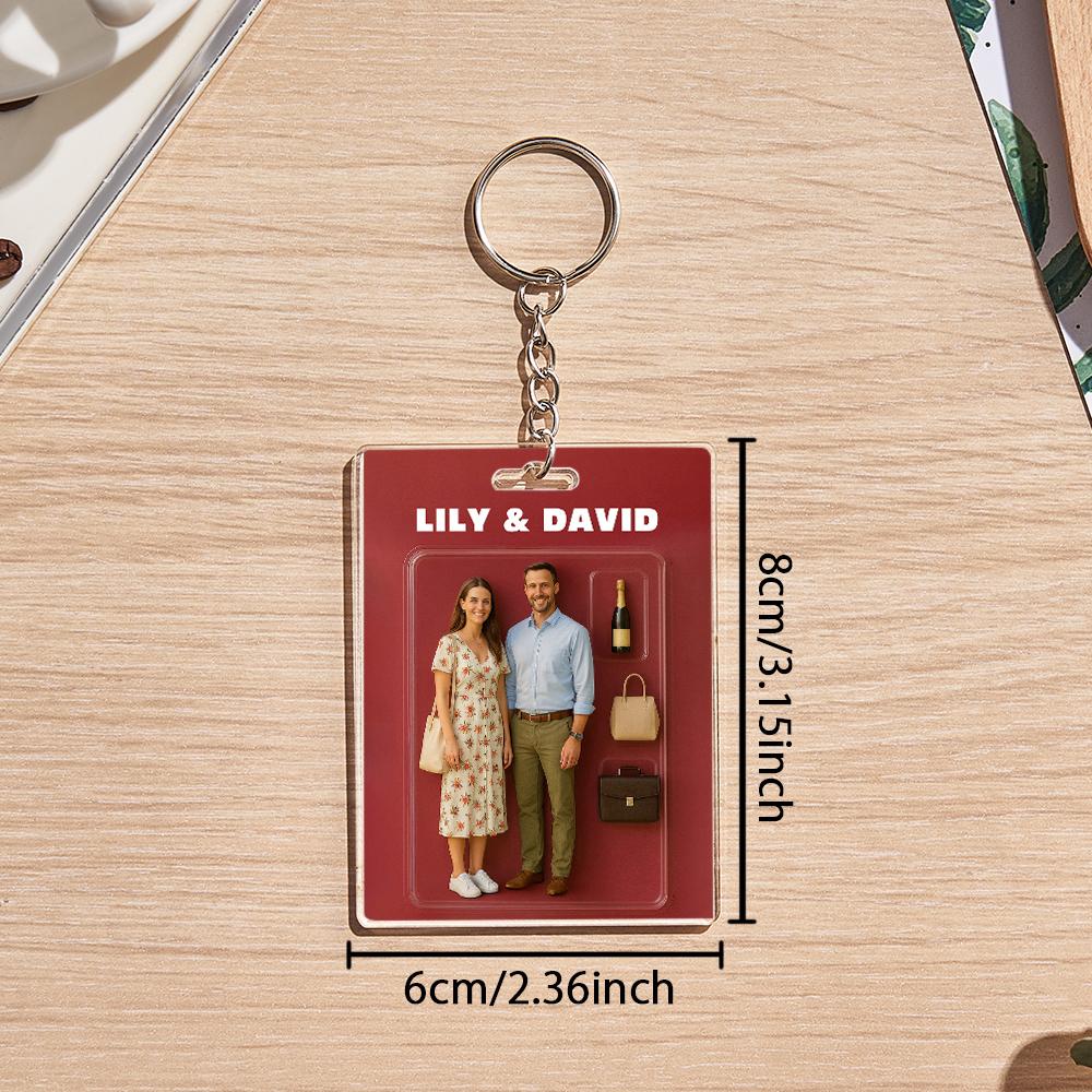 Custom Acrylic Keychains Personalized Couple Keyrings Sweet Anniversary Gift for Mr & Mrs' Matching Set - 