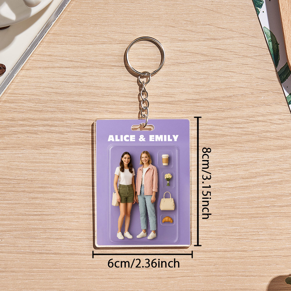 Custom Acrylic Keychains Personalized Couple Keyrings Sweet Anniversary Gift for Mr & Mrs' Matching Set - 