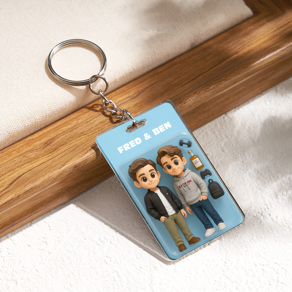 Custom Acrylic Keychains Personalized Couple Keyrings Sweet Anniversary Gift for Mr & Mrs' Matching Set - 