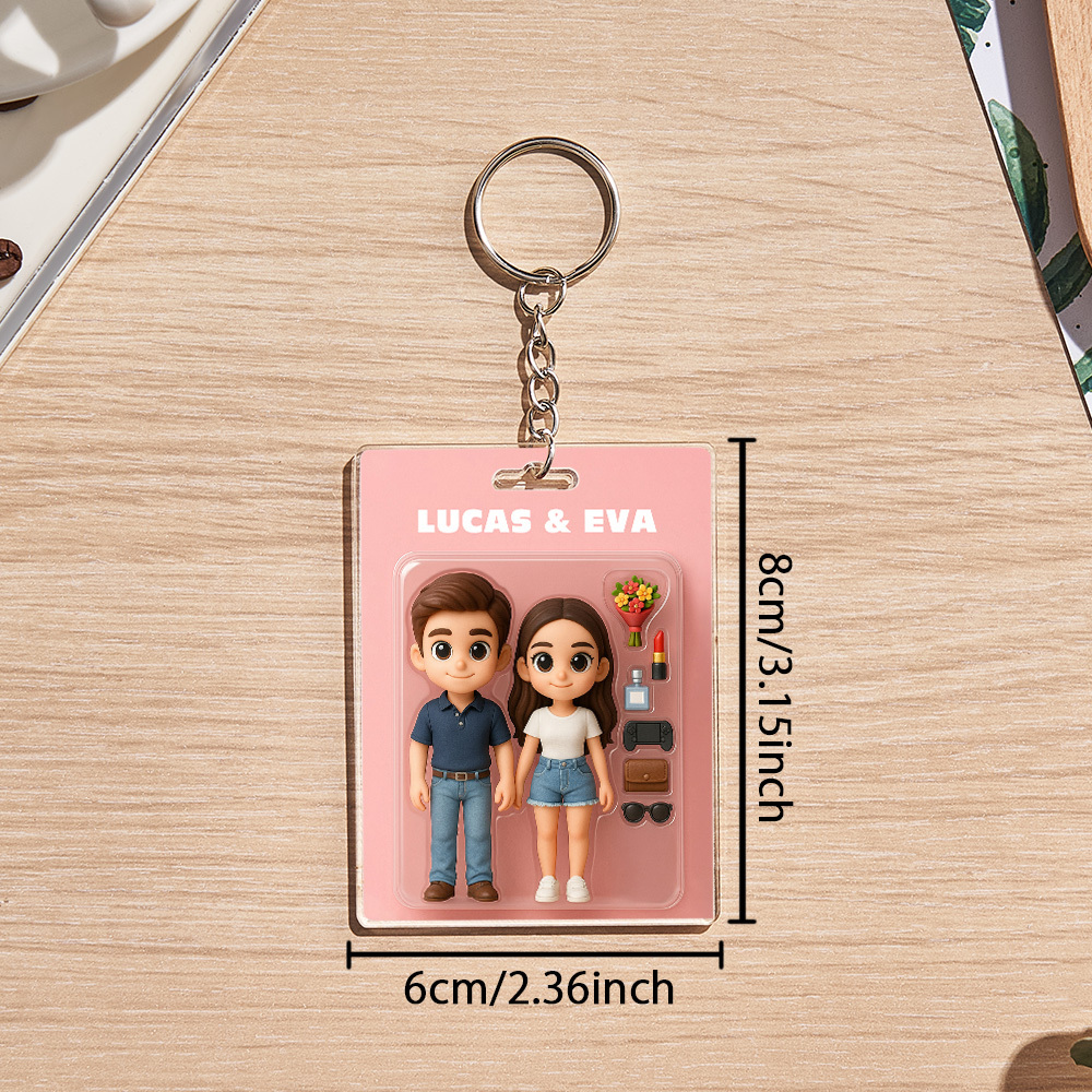 Custom Acrylic Keychains Personalized Couple Keyrings Sweet Anniversary Gift for Mr & Mrs' Matching Set - 