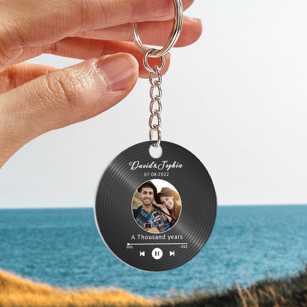 Custom Record Disc Keychains Calendar Keychains Acrylic Gifts For Father - CustomPhotoWallet