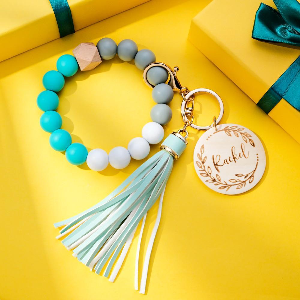 Custom Engraved Keychain Bracelet Tassel Creative Gifts - CustomPhotoWallet