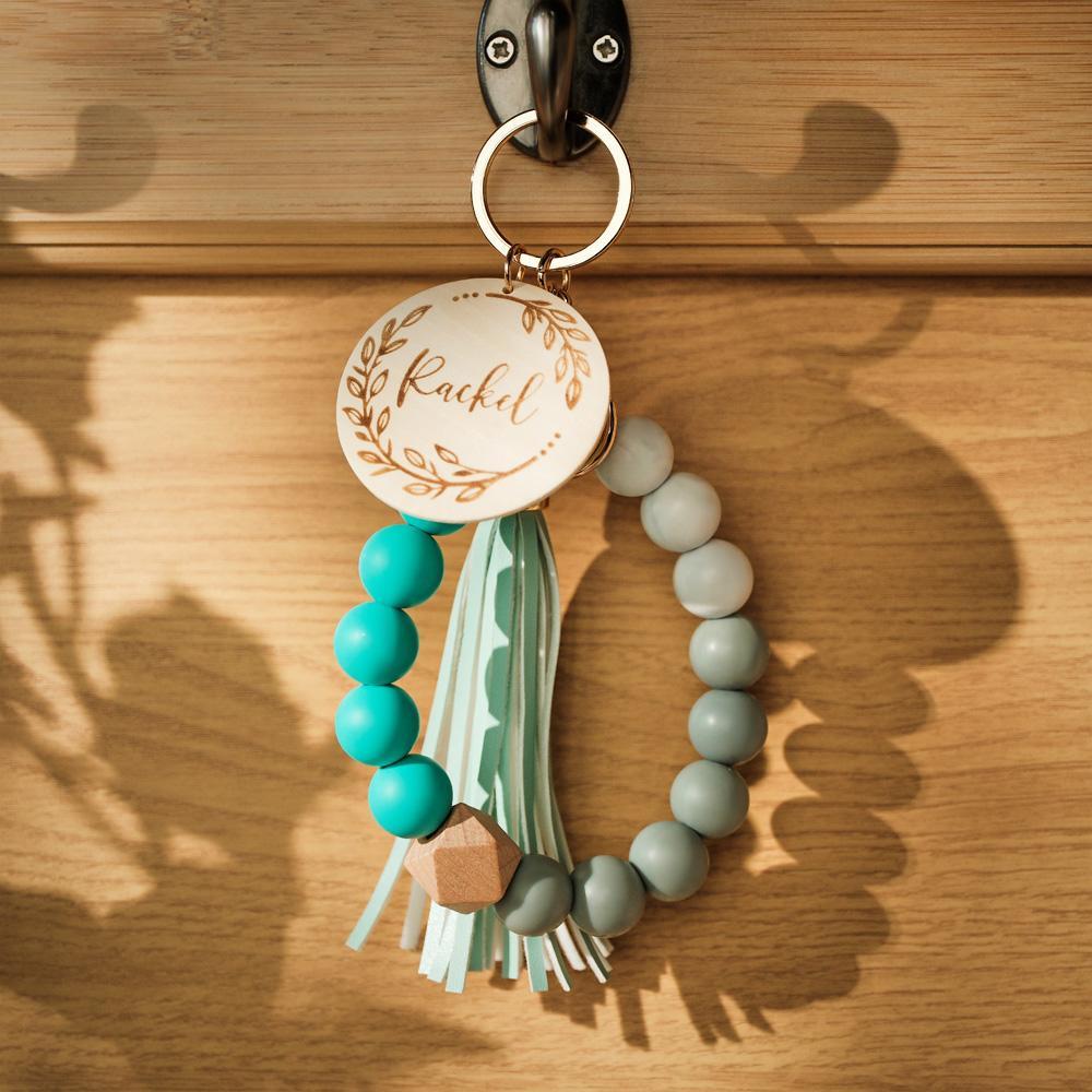 Custom Engraved Keychain Bracelet Tassel Creative Gifts - CustomPhotoWallet