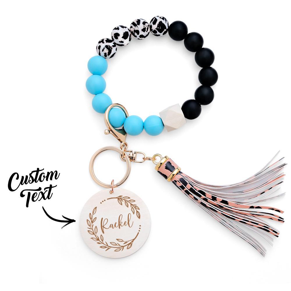 Custom Engraved Keychain Bracelet Tassel Creative Gifts - CustomPhotoWallet