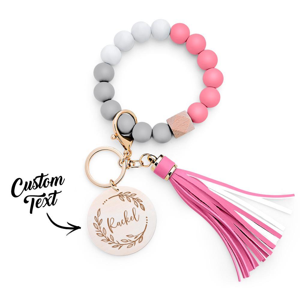 Custom Engraved Keychain Bracelet Tassel Creative Gifts - CustomPhotoWallet