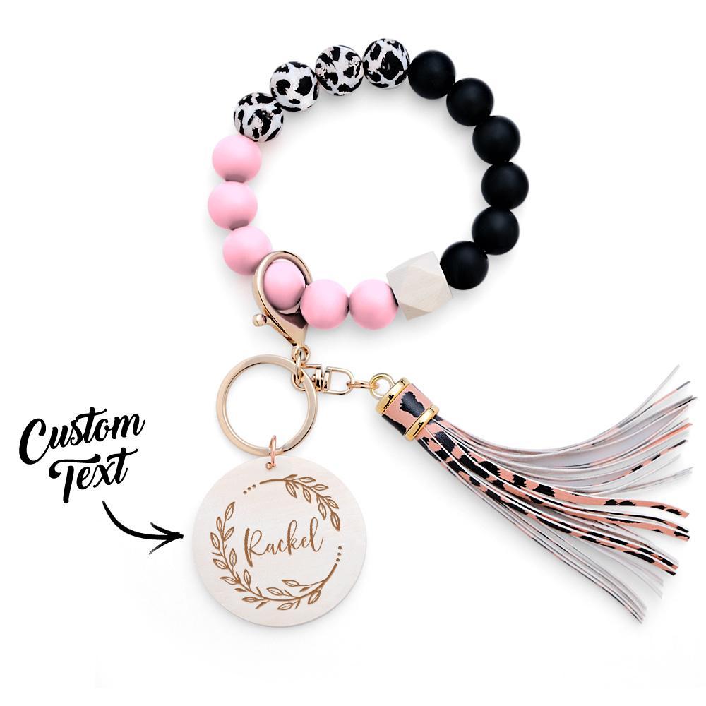 Custom Engraved Keychain Bracelet Tassel Creative Gifts - CustomPhotoWallet