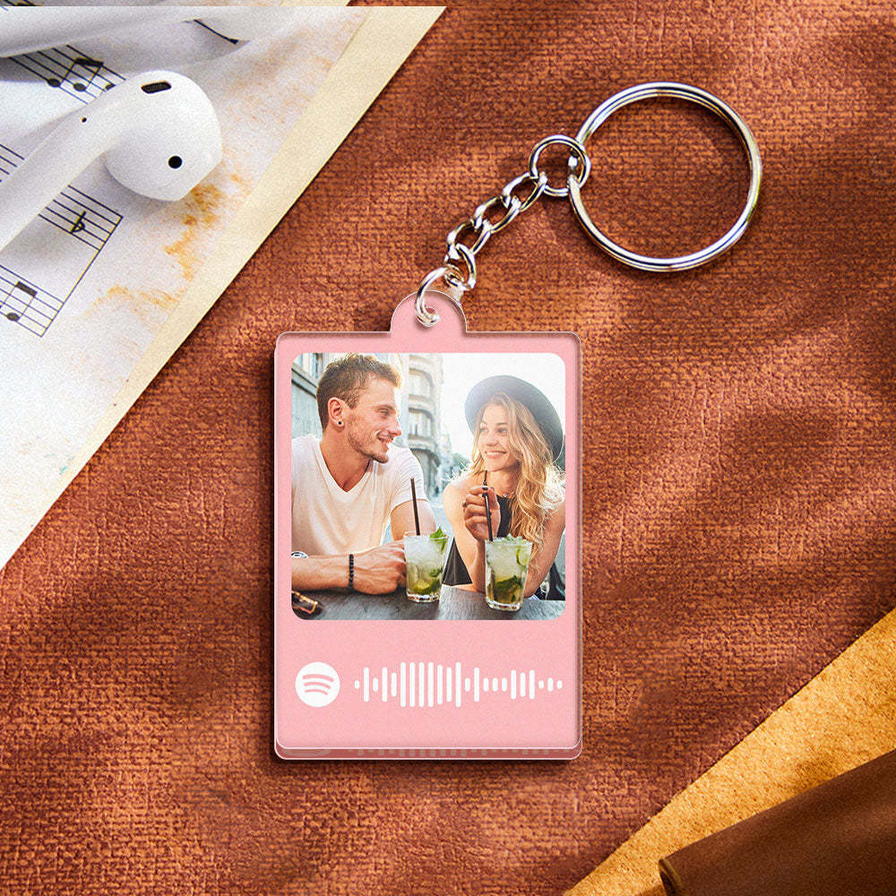 Personalized Scannable Spotify Code Keychain Custom Photo Colorful Keychain Birthday Anniversary Gift - CustomPhotoWallet
