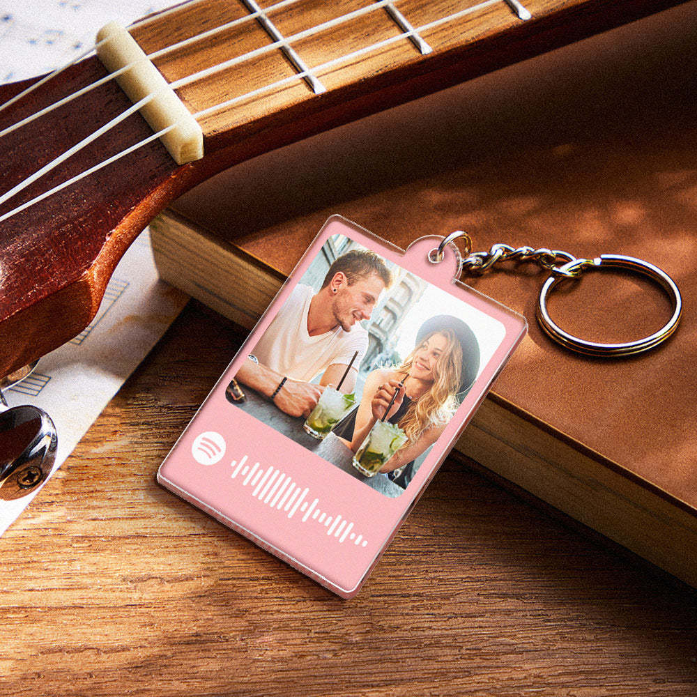 Personalized Scannable Spotify Code Keychain Custom Photo Colorful Keychain Birthday Anniversary Gift - CustomPhotoWallet