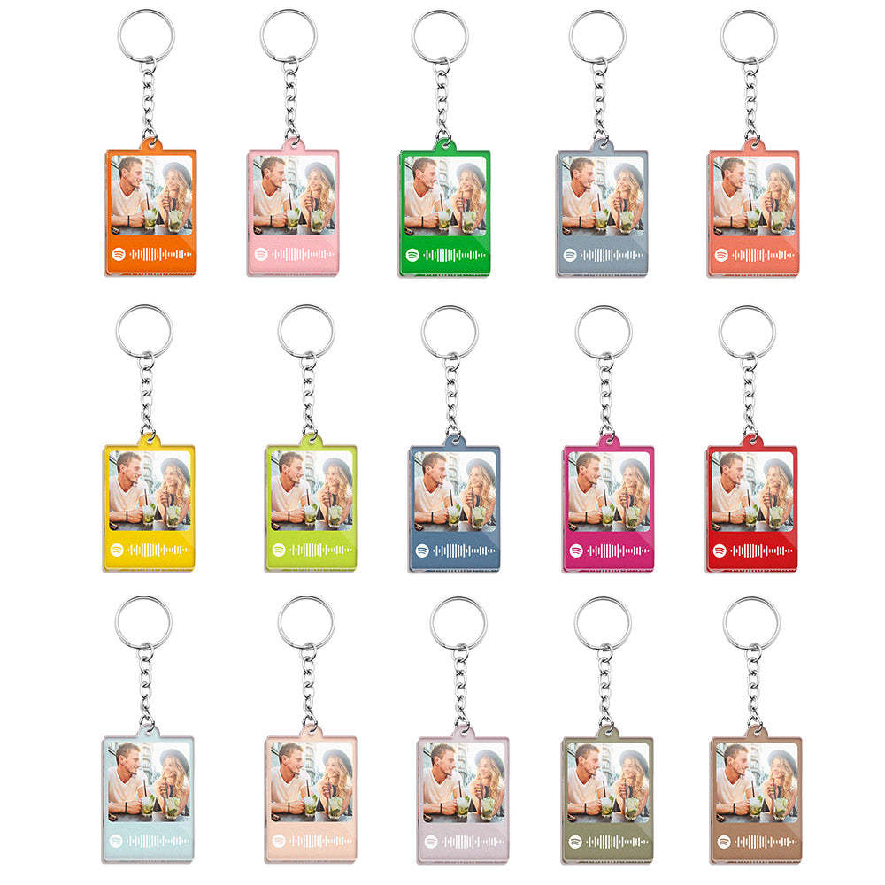 Personalized Scannable Spotify Code Keychain Custom Photo Colorful Keychain Birthday Anniversary Gift - CustomPhotoWallet