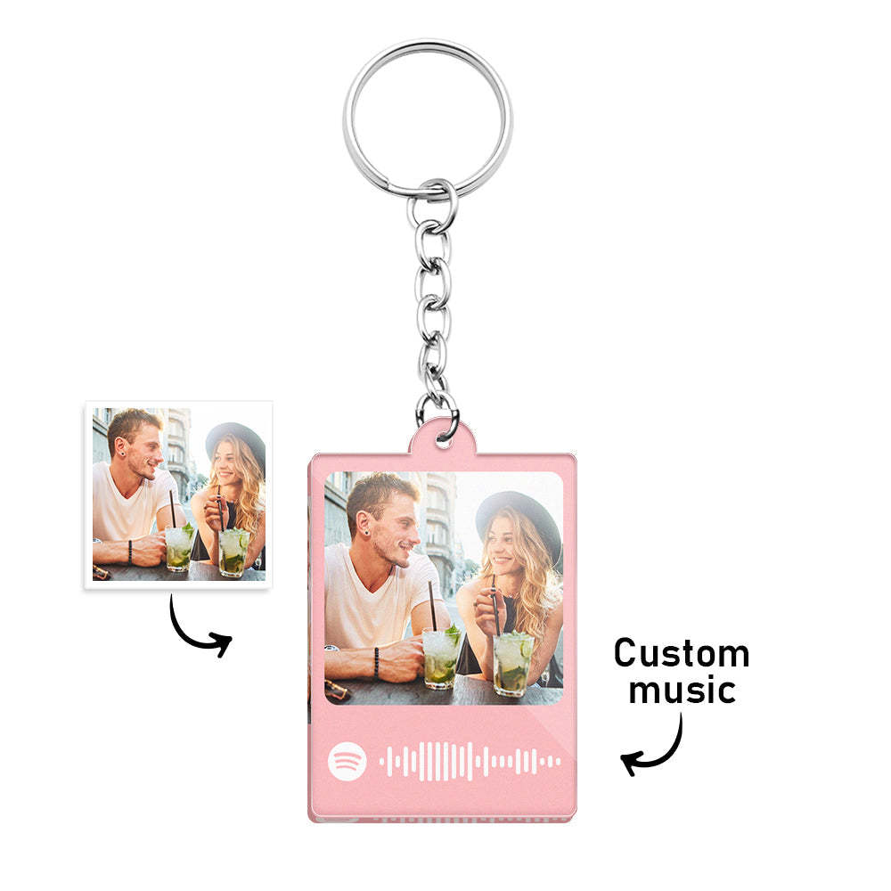 Personalized Scannable Spotify Code Keychain Custom Photo Colorful Keychain Birthday Anniversary Gift - CustomPhotoWallet