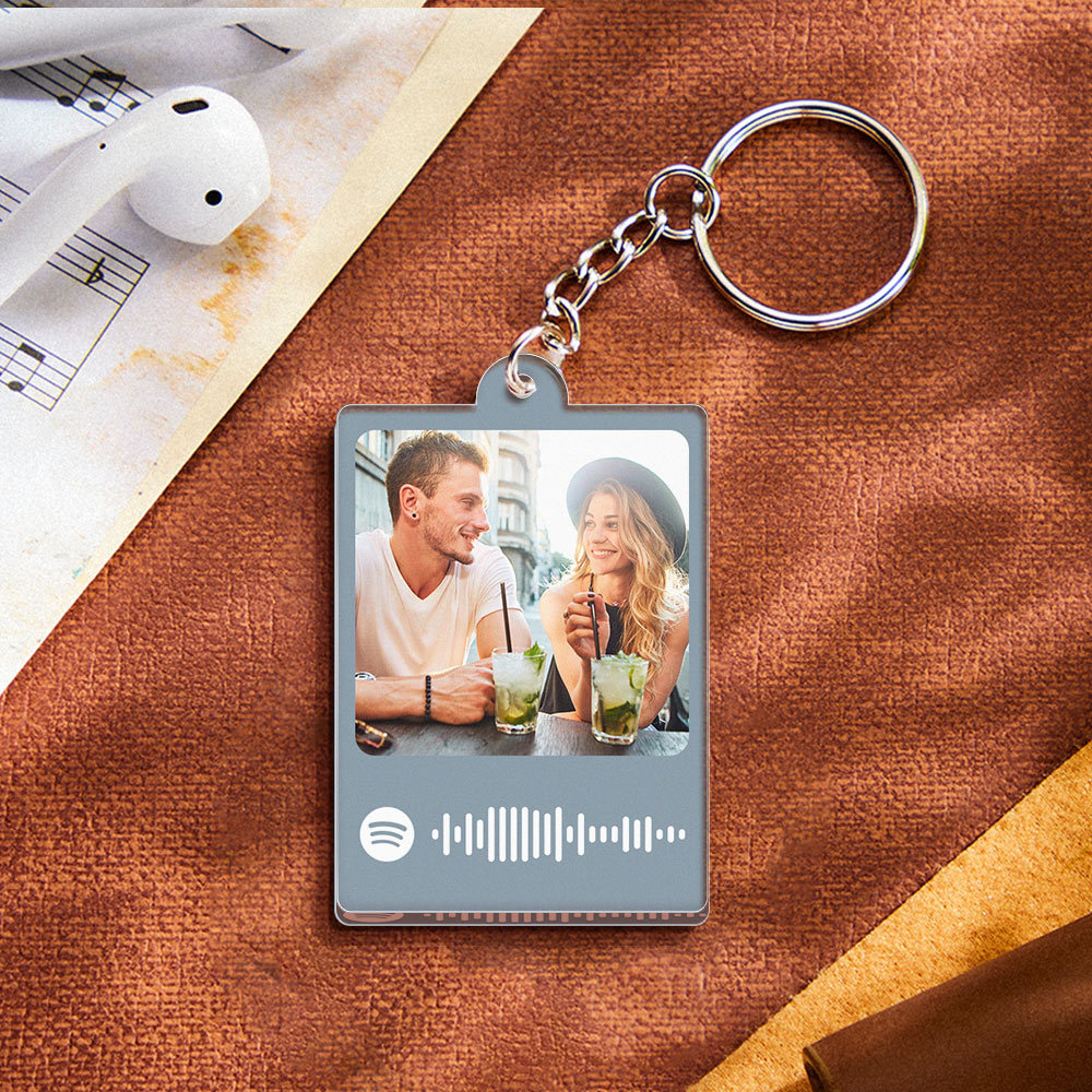 Personalized Scannable Spotify Code Keychain Custom Photo Colorful Keychain Birthday Anniversary Gift - CustomPhotoWallet