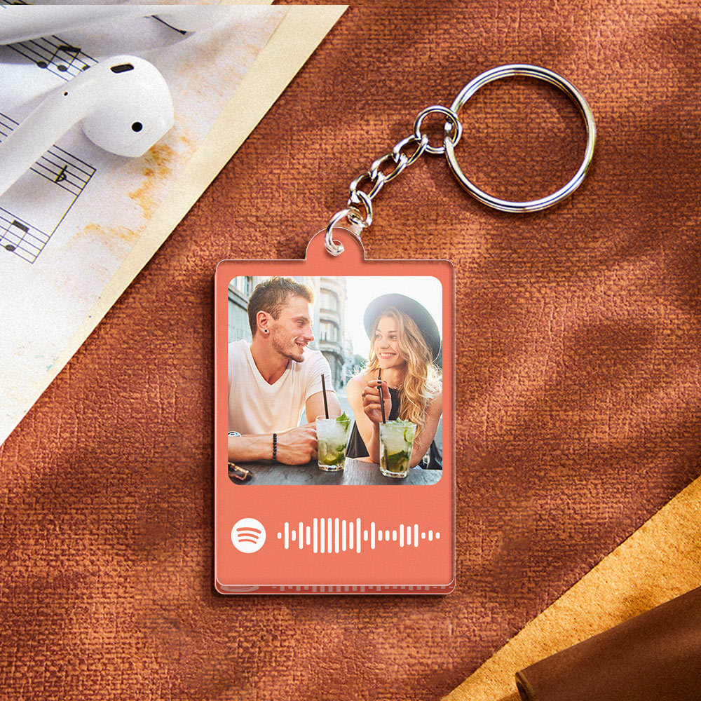 Personalized Scannable Spotify Code Keychain Custom Photo Colorful Keychain Birthday Anniversary Gift - CustomPhotoWallet