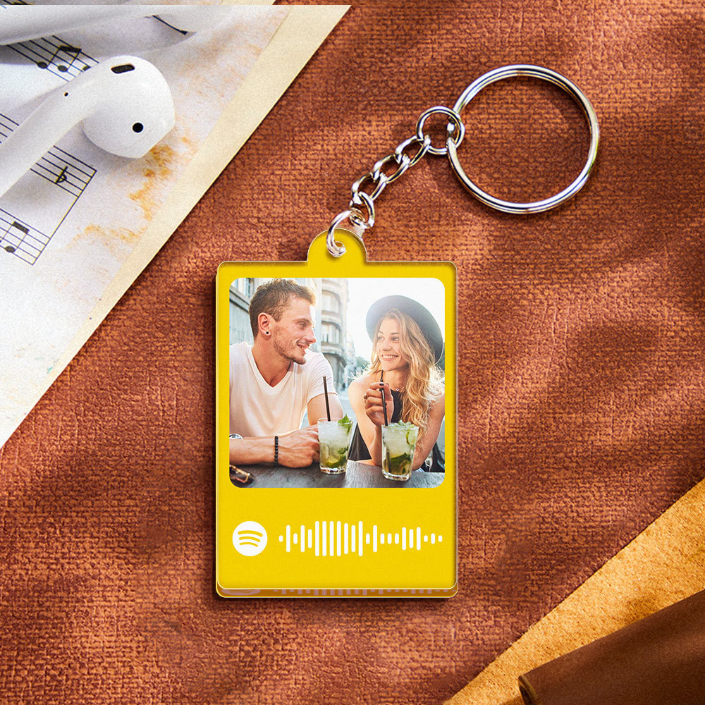 Personalized Scannable Spotify Code Keychain Custom Photo Colorful Keychain Birthday Anniversary Gift - CustomPhotoWallet