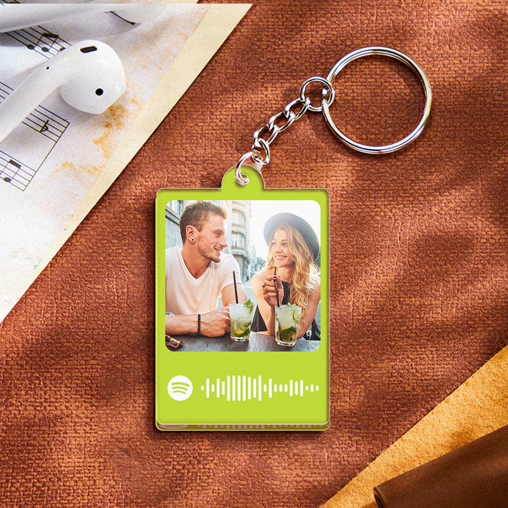 Personalized Scannable Spotify Code Keychain Custom Photo Colorful Keychain Birthday Anniversary Gift - CustomPhotoWallet